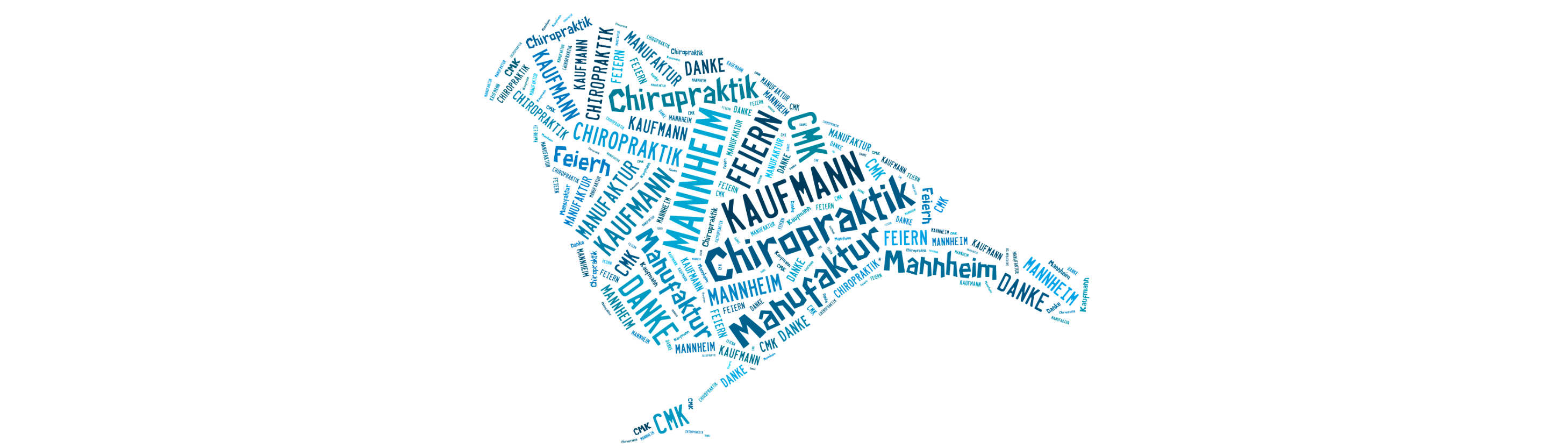Wir feiern 15 Jahre Chiropraktik in Mannheim und sagen Danke! Aus Worten zusammengesetzter Vogel